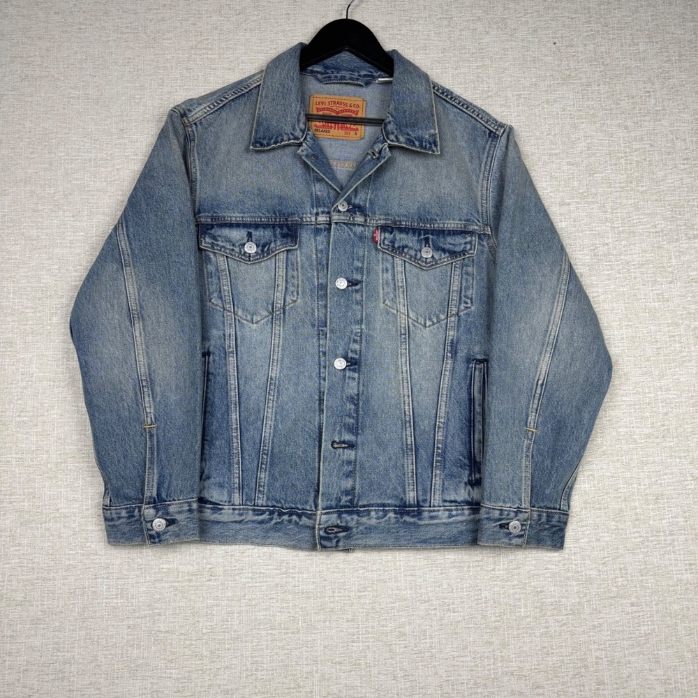 Y2K Levis Relaxed Fit Trucker Jacket Mens Small Medium Wash Denim Jean Coat